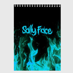 Скетчбук с принтом SALLY FACE FIRE в Курске, 100% бумага
 | 48 листов, плотность листов — 100 г/м2, плотность картонной обложки — 250 г/м2. Листы скреплены сверху удобной пружинной спиралью | Тематика изображения на принте: face | fire | game | horror | larry | sally | sally face | sanity s fall | игра | ларри | мальчик с протезом | огонь | салли | салли фейс | ужасы