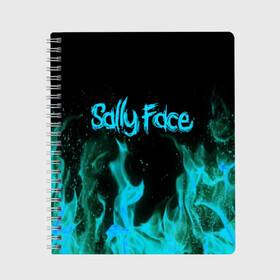 Тетрадь с принтом SALLY FACE FIRE в Курске, 100% бумага | 48 листов, плотность листов — 60 г/м2, плотность картонной обложки — 250 г/м2. Листы скреплены сбоку удобной пружинной спиралью. Уголки страниц и обложки скругленные. Цвет линий — светло-серый
 | face | fire | game | horror | larry | sally | sally face | sanity s fall | игра | ларри | мальчик с протезом | огонь | салли | салли фейс | ужасы