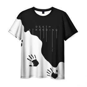 Мужская футболка 3D с принтом DEATH STRANDING в Курске, 100% полиэфир | прямой крой, круглый вырез горловины, длина до линии бедер | bridges | death stranding | fragile express | games | kojima | kojima productions | logo | ludens | игры | кодзима | лого | люденс