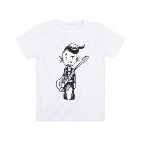 Детская футболка хлопок с принтом Гитарист в Курске, 100% хлопок | круглый вырез горловины, полуприлегающий силуэт, длина до линии бедер | 