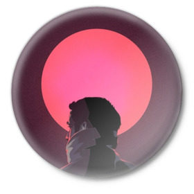 Значок с принтом Райан Гослинг в Курске,  металл | круглая форма, металлическая застежка в виде булавки | бегущий по лезвию | райан гослинг