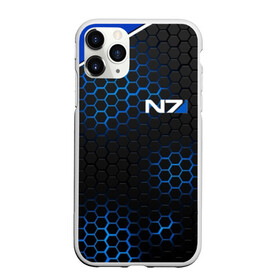 Чехол для iPhone 11 Pro матовый с принтом MASS EFFECT N7 в Курске, Силикон |  | blue | n7 | neon | броня | костюм | масс эффект | н7 | неон | синий | соты | стальная броня | стальные соты | шепард