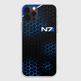 Чехол для iPhone 12 Pro Max с принтом MASS EFFECT N7 в Курске, Силикон |  | blue | n7 | neon | броня | костюм | масс эффект | н7 | неон | синий | соты | стальная броня | стальные соты | шепард