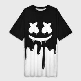 Платье-футболка 3D с принтом MARSHMELLO в Курске,  |  | black  white | colors | dj | marshmello | paints | usa | америка | клубная музыка | краски | маршмелло | музыка | музыкант