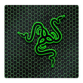 Магнитный плакат 3Х3 с принтом RAZER в Курске, Полимерный материал с магнитным слоем | 9 деталей размером 9*9 см | game | razer | texture | зеленый | игровое лого | игромания | игры | рэйзер | текстуры