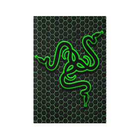 Обложка для паспорта матовая кожа с принтом RAZER в Курске, натуральная матовая кожа | размер 19,3 х 13,7 см; прозрачные пластиковые крепления | game | razer | texture | зеленый | игровое лого | игромания | игры | рэйзер | текстуры