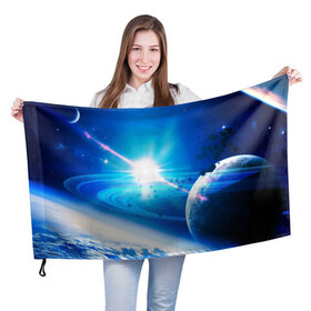 Флаг 3D с принтом Космос в Курске, 100% полиэстер | плотность ткани — 95 г/м2, размер — 67 х 109 см. Принт наносится с одной стороны | galaxy | nasa | nebula | space | star | абстракция | вселенная | галактика | звезда | звезды | космический | наса | планеты