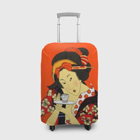 Чехол для чемодана 3D с принтом Японка в Курске, 86% полиэфир, 14% спандекс | двустороннее нанесение принта, прорези для ручек и колес | brunette | ceremony | culture | east | flowers | geisha | hairstyle | japan | japanese woman | kimono | makeup | tea | traditions | брюнетка | восток | кимоно | культура | макияж | прическа | традиции | цветы | церемония | чай | чайная | япония | 