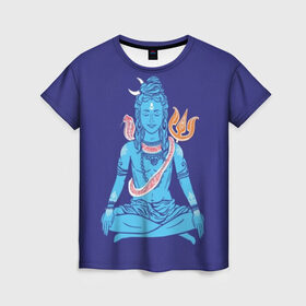 Женская футболка 3D с принтом Шива в Курске, 100% полиэфир ( синтетическое хлопкоподобное полотно) | прямой крой, круглый вырез горловины, длина до линии бедер | Тематика изображения на принте: blue | cobra | destroyer | destruction | gods | great | hinduism | india | meditation | om | peace | power | religion | shiva | trident | yoga | боги | великий | власть | знание | индия | индуизм | йога | кайлас | кобра | медитация | ом | разрушение | раз