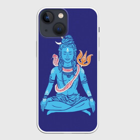 Чехол для iPhone 13 mini с принтом Шива в Курске,  |  | blue | cobra | destroyer | destruction | gods | great | hinduism | india | meditation | om | peace | power | religion | shiva | trident | yoga | боги | великий | власть | знание | индия | индуизм | йога | кайлас | кобра | медитация | ом | разрушение | раз
