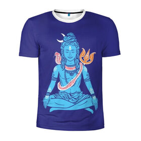Мужская футболка 3D спортивная с принтом Шива в Курске, 100% полиэстер с улучшенными характеристиками | приталенный силуэт, круглая горловина, широкие плечи, сужается к линии бедра | Тематика изображения на принте: blue | cobra | destroyer | destruction | gods | great | hinduism | india | meditation | om | peace | power | religion | shiva | trident | yoga | боги | великий | власть | знание | индия | индуизм | йога | кайлас | кобра | медитация | ом | разрушение | раз