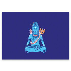 Поздравительная открытка с принтом Шива в Курске, 100% бумага | плотность бумаги 280 г/м2, матовая, на обратной стороне линовка и место для марки
 | blue | cobra | destroyer | destruction | gods | great | hinduism | india | meditation | om | peace | power | religion | shiva | trident | yoga | боги | великий | власть | знание | индия | индуизм | йога | кайлас | кобра | медитация | ом | разрушение | раз