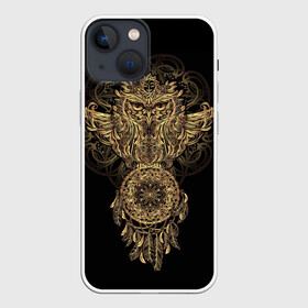 Чехол для iPhone 13 mini с принтом Сова с ловцом в Курске,  |  | animal | catcher | dreams | ethnic | freedom | golden | indians | knowledge | owl | pattern | power | r | ritual | shaman | shamanism | totem | wind | wisdom | ветер | животное | знание | золотой | индейцы | ловец | мудрость | обряд | ритуал | свобода | с