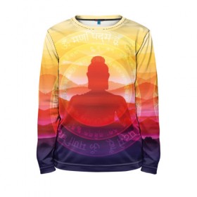 Детский лонгслив 3D с принтом Будда в Курске, 100% полиэстер | длинные рукава, круглый вырез горловины, полуприлегающий силуэт
 | buddha | calm | color | enlightenment | india | meditatio | mountains | nature | purple | red | religion | symbol | yellow | yoga | будда | горы | духовность | желтый | индия | йога | красный | медитация | природа | просветление | расслабление | религия |