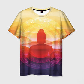Мужская футболка 3D с принтом Будда в Курске, 100% полиэфир | прямой крой, круглый вырез горловины, длина до линии бедер | buddha | calm | color | enlightenment | india | meditatio | mountains | nature | purple | red | religion | symbol | yellow | yoga | будда | горы | духовность | желтый | индия | йога | красный | медитация | природа | просветление | расслабление | религия |