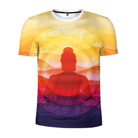 Мужская футболка 3D спортивная с принтом Будда в Курске, 100% полиэстер с улучшенными характеристиками | приталенный силуэт, круглая горловина, широкие плечи, сужается к линии бедра | Тематика изображения на принте: buddha | calm | color | enlightenment | india | meditatio | mountains | nature | purple | red | religion | symbol | yellow | yoga | будда | горы | духовность | желтый | индия | йога | красный | медитация | природа | просветление | расслабление | религия |
