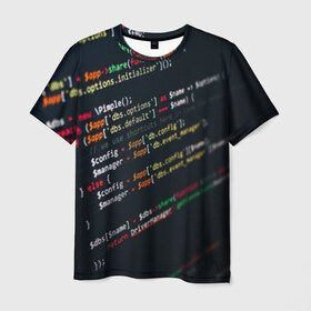 Мужская футболка 3D с принтом ПРОГРАММИСТ в Курске, 100% полиэфир | прямой крой, круглый вырез горловины, длина до линии бедер | anonymus | cod | hack | hacker | it | program | texture | айти | аноним | анонимус | взлом | код | кодинг | программа | программист | текстура | хак | хакер