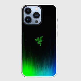 Чехол для iPhone 13 Pro с принтом RAZER NEON в Курске,  |  | game | razer | texture | зеленый | игровое лого | игромания | игры | рэйзер | текстуры