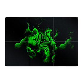 Магнитный плакат 3Х2 с принтом RAZER в Курске, Полимерный материал с магнитным слоем | 6 деталей размером 9*9 см | game | razer | texture | зеленый | игровое лого | игромания | игры | рэйзер | текстуры