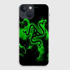 Чехол для iPhone 13 mini с принтом RAZER в Курске,  |  | game | razer | texture | зеленый | игровое лого | игромания | игры | рэйзер | текстуры