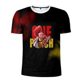 Мужская футболка 3D спортивная с принтом One-Punch Man в Курске, 100% полиэстер с улучшенными характеристиками | приталенный силуэт, круглая горловина, широкие плечи, сужается к линии бедра | one | one punch man | бесправный ездок | бласт | бэнг | ванпанчмен | генос | демон киборг | лысый плащ | ниндзя | сайтама | сверхзвуковой соник | серебряный клык | тацумаки | человек один удар