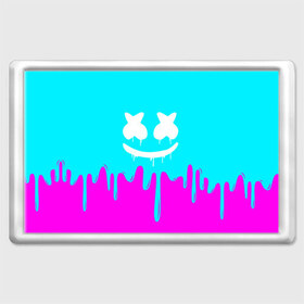 Магнит 45*70 с принтом MARSHMELLO в Курске, Пластик | Размер: 78*52 мм; Размер печати: 70*45 | colors | dj | marshmello | paints | usa | америка | брызги | клубная музыка | краска | маршмелло | музыка | музыкант