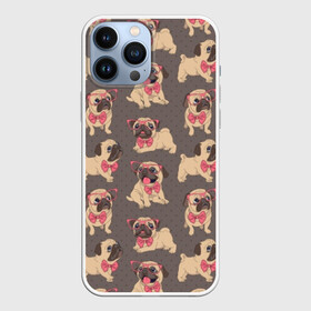 Чехол для iPhone 13 Pro Max с принтом Мопсы в Курске,  |  | animals | bow tie | breed | different | dogs | illustration | painting | pink | poses | pugs | puppies | галстук бабочка | живопись | животные | иллюстрация | мопсы | очки | позы | порода | разные | розовые | собаки | щенки