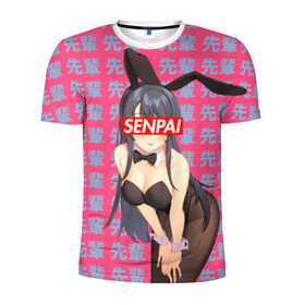Мужская футболка 3D спортивная с принтом Anime (Senpai 6) в Курске, 100% полиэстер с улучшенными характеристиками | приталенный силуэт, круглая горловина, широкие плечи, сужается к линии бедра | ahegao | anime | manga | sempai | senpai | аниме | ахегао | манга | семпай | сенпай