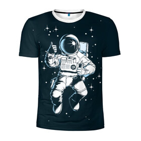Мужская футболка 3D спортивная с принтом Космонавт в Курске, 100% полиэстер с улучшенными характеристиками | приталенный силуэт, круглая горловина, широкие плечи, сужается к линии бедра | astronaut | flies | glare | open | planets | reflection | sky | space | space suit | stars | sun | universe | астронавт | блики | вселенная | звёзды | космонавт | космос | летит | небо | открытый | отражение | планеты | скафандр | солнце