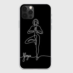 Чехол для iPhone 12 Pro Max с принтом Йога в Курске, Силикон |  | black and white | culture | girl | graphics | indian | line | meditation | pose | yoga | графика | девушка | индийская | йога | культура | линия | медитация | черно белая