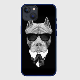 Чехол для iPhone 13 с принтом Питбуль в Курске,  |  | animals | black | black and white | cool | dog | fight | gentleman | head | illustration | pitbull | swag | white | авторитет | белая | бойцовый | галстук бабочка | голова | джентльмен | животные | иллюстрация | костюм | крутой | очки | 