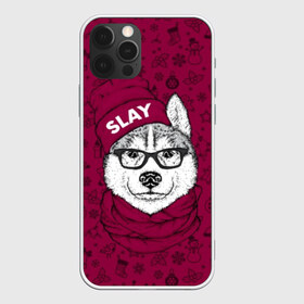 Чехол для iPhone 12 Pro Max с принтом Хаски в Курске, Силикон |  | animals | breed | christmas | dog | fashionable | hat | head | holiday | husky | illustration | muzzle | riding | scarf | style | голова | ездовая | животные | иллюстрация | модный | очки | порода | праздник | рождество | собака | стиль 