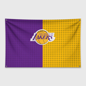 Флаг-баннер с принтом Lakers (1) в Курске, 100% полиэстер | размер 67 х 109 см, плотность ткани — 95 г/м2; по краям флага есть четыре люверса для крепления | ball | basket | basketball | kobu | lakers | lebron | los angeles | баскетбол | коюи | леброн | лейкерс | лос анджелис