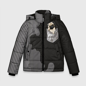 Зимняя куртка для мальчиков 3D с принтом Мопс в кармане в Курске, ткань верха — 100% полиэстер; подклад — 100% полиэстер, утеплитель — 100% полиэстер | длина ниже бедра, удлиненная спинка, воротник стойка и отстегивающийся капюшон. Есть боковые карманы с листочкой на кнопках, утяжки по низу изделия и внутренний карман на молнии. 

Предусмотрены светоотражающий принт на спинке, радужный светоотражающий элемент на пуллере молнии и на резинке для утяжки | Тематика изображения на принте: animal | breed | dog | funny | illustration | imprint | paw | pocket | pug | puppy | sits | small | trace | животное | иллюстрация | карман | лапа | маленький | мопс | отпечаток | порода | сидит | след | смешная | собака | щенок