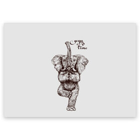 Поздравительная открытка с принтом Yoga time в Курске, 100% бумага | плотность бумаги 280 г/м2, матовая, на обратной стороне линовка и место для марки
 | Тематика изображения на принте: animal | culture | elephant | graphics | india | indian | meditation | posture | stand | yoga | графика | животное | индийский | индия | йога | культура | медитация | слон | стойка