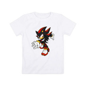 Детская футболка хлопок с принтом Shadow Sonic (2) в Курске, 100% хлопок | круглый вырез горловины, полуприлегающий силуэт, длина до линии бедер | sega | shadow | sonic | sonic x | x | ежик | игра | наклз | сега | скорость | соник | тейлз | тэйлз | шедоу