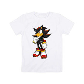Детская футболка хлопок с принтом Shadow Sonic (3) в Курске, 100% хлопок | круглый вырез горловины, полуприлегающий силуэт, длина до линии бедер | sega | shadow | sonic | sonic x | x | ежик | игра | наклз | сега | скорость | соник | тейлз | тэйлз | шедоу