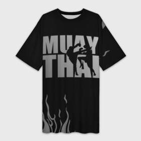 Платье-футболка 3D с принтом Muay Thai в Курске,  |  | fight | muay thai | thai boxing | ufc | бокс | ката | кикбоксин | лаос | лоу кик | муай | мьянма | поединок | таиланд | тай | тайский | таолу