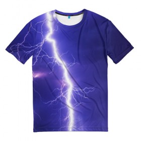Мужская футболка 3D с принтом Молния. в Курске, 100% полиэфир | прямой крой, круглый вырез горловины, длина до линии бедер | вспышка | интересная | молния | небо | необычная | прикольная | яркая