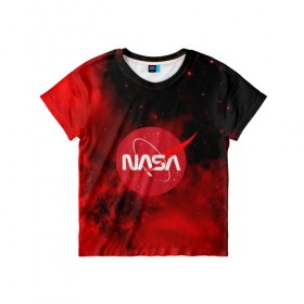Детская футболка 3D с принтом NASA в Курске, 100% гипоаллергенный полиэфир | прямой крой, круглый вырез горловины, длина до линии бедер, чуть спущенное плечо, ткань немного тянется | galaxy | nasa | nebula | space | star | абстракция | вселенная | галактика | звезда | звезды | космический | наса | планеты