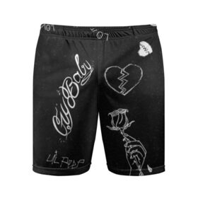 Мужские шорты 3D спортивные с принтом LIl Peep (Broken) в Курске,  |  | Тематика изображения на принте: baby | broken | cry | lil | lil peep | peep | rap | rose | лил | лил пип | пип | реп | роза | сердце