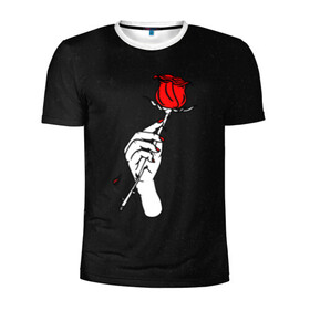 Мужская футболка 3D спортивная с принтом Lil Peep (Rose) в Курске, 100% полиэстер с улучшенными характеристиками | приталенный силуэт, круглая горловина, широкие плечи, сужается к линии бедра | baby | broken | cry | lil | lil peep | peep | rap | rose | лил | лил пип | пип | реп | роза | сердце