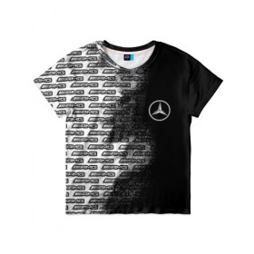 Детская футболка 3D с принтом Mercedes в Курске, 100% гипоаллергенный полиэфир | прямой крой, круглый вырез горловины, длина до линии бедер, чуть спущенное плечо, ткань немного тянется | amg | mercedes | авто | автомобиль | иномарка | логотип | машина | мерседес | текстура