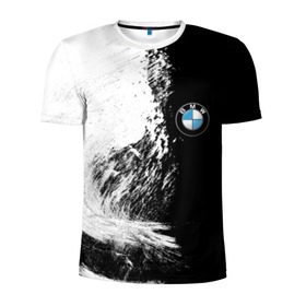 Мужская футболка 3D спортивная с принтом BMW в Курске, 100% полиэстер с улучшенными характеристиками | приталенный силуэт, круглая горловина, широкие плечи, сужается к линии бедра | bmw | авто | автомобиль | бмв | логотип | машина | надпись | текстура