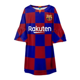 Детское платье 3D с принтом Barcelona Messi в Курске, 100% полиэстер | прямой силуэт, чуть расширенный к низу. Круглая горловина, на рукавах — воланы | barca | fc barca | fc barcelona | барса | лионель месси | мадрид барселона | фк барселона | форма барселоны | форма месси | футбольная форма | юнайтед барселона