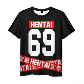 Мужская футболка 3D с принтом HENTAI в Курске, 100% полиэфир | прямой крой, круглый вырез горловины, длина до линии бедер | ahegao | anime | kawai | kowai | oppai | otaku | senpai | sugoi | waifu | yandere | аниме | ахегао | ковай | культура | отаку | сенпай | тренд | яндере