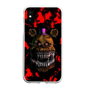 Чехол для iPhone XS Max матовый с принтом Five Nights At Freddy s в Курске, Силикон | Область печати: задняя сторона чехла, без боковых панелей | 5 ночей с фредди | five nights at freddys | foxy | аниматроники | игра | компьютерная игра | робот | фокси | фредди | фреди | чика