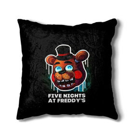 Подушка 3D с принтом Five Nights At Freddy\s в Курске, наволочка – 100% полиэстер, наполнитель – холлофайбер (легкий наполнитель, не вызывает аллергию). | состоит из подушки и наволочки. Наволочка на молнии, легко снимается для стирки | 