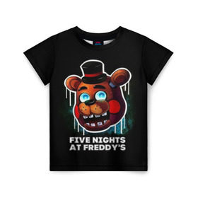 Детская футболка 3D с принтом Five Nights At Freddy\`s в Курске, 100% гипоаллергенный полиэфир | прямой крой, круглый вырез горловины, длина до линии бедер, чуть спущенное плечо, ткань немного тянется | Тематика изображения на принте: 