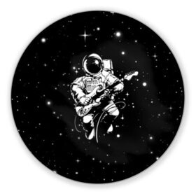Коврик для мышки круглый с принтом Cosmorock в Курске, резина и полиэстер | круглая форма, изображение наносится на всю лицевую часть | Тематика изображения на принте: cosmonaut | cosmos | guitar | music | rock | space | spacesuit | star | гитара | звезда | космонавт | космос | музыка | скафандр